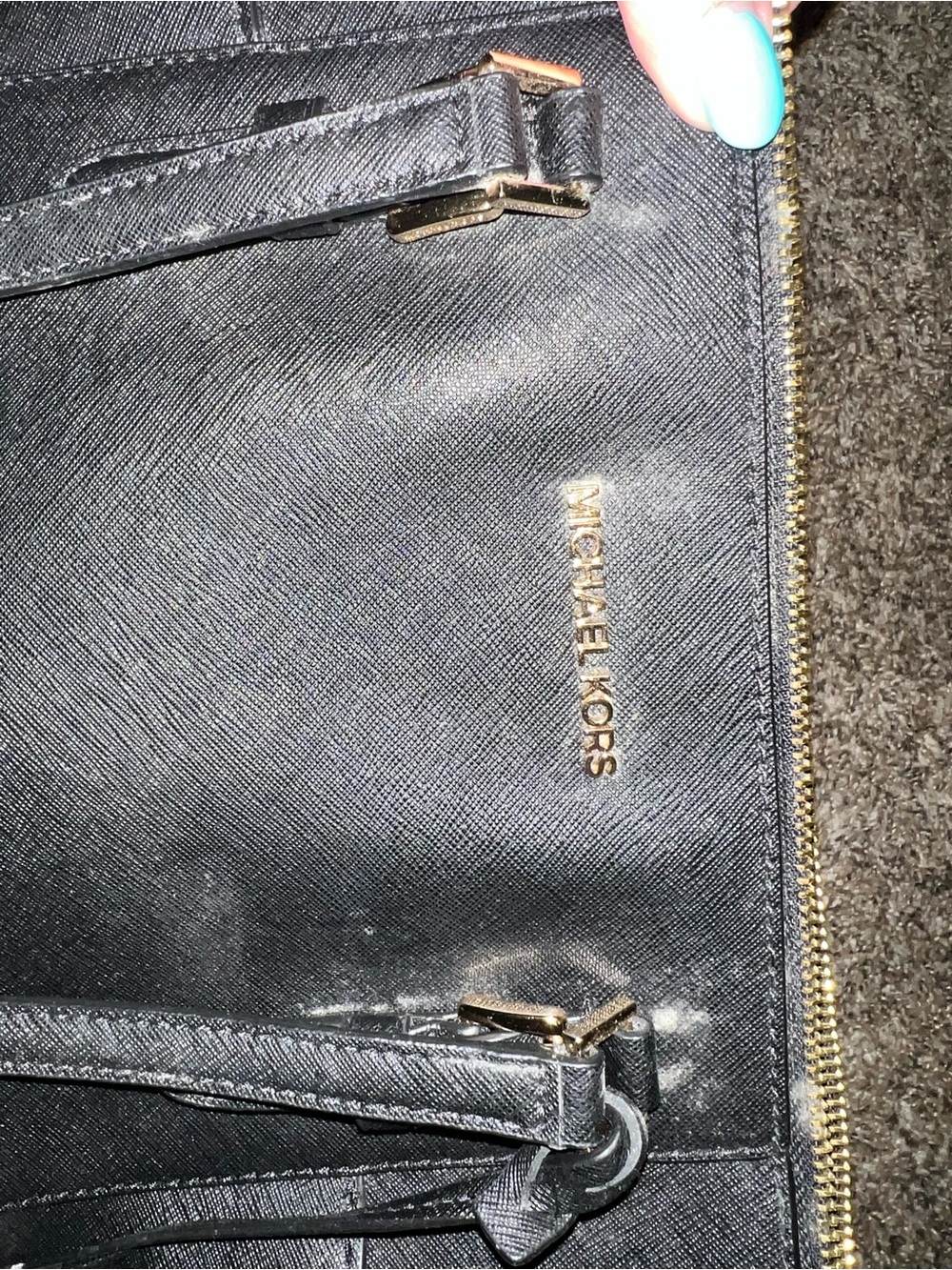 Michael Kors Black Leather Crossbody with Gold Hardware